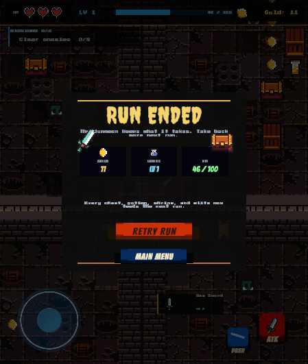 Game over screen