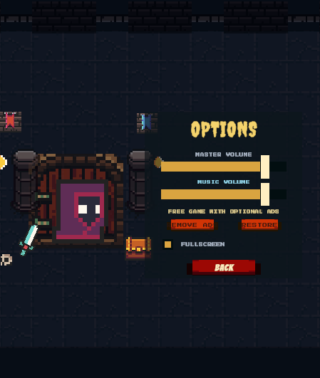 Options and remove ads menu